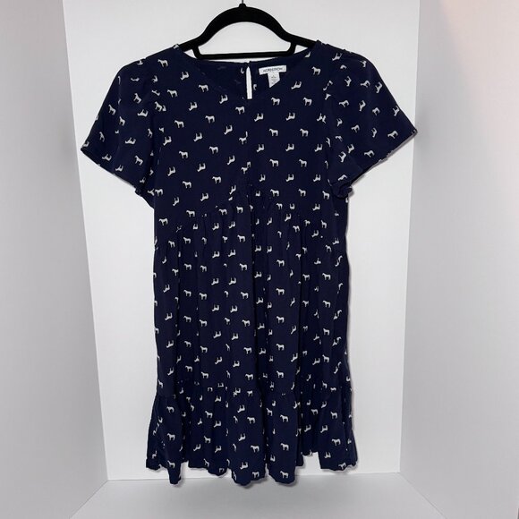 Nordstrom Girls' size L (10/12) navy blue dress with horse print, excellent cond - Picture 4 of 9